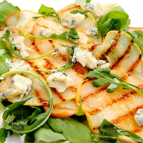Grilled Pear Salad With Bacon, Roquefort and Port Vinaigrette