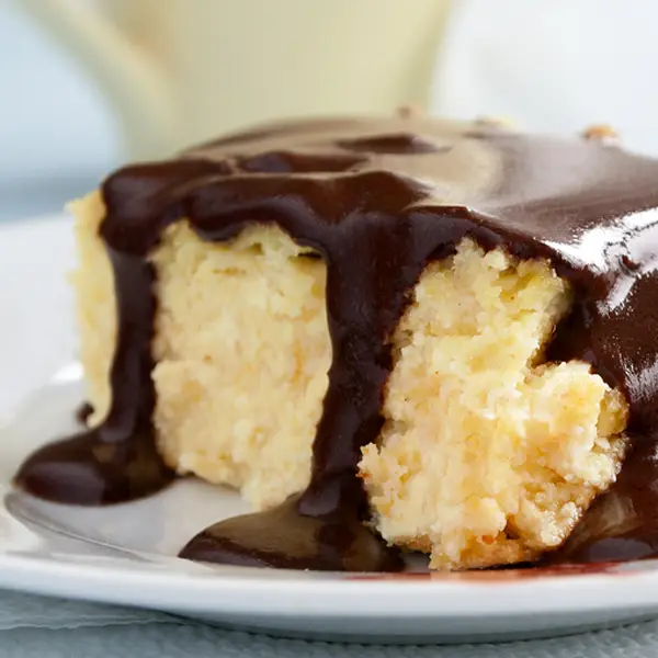 Hot Milk Cake with Chocolate Glaze