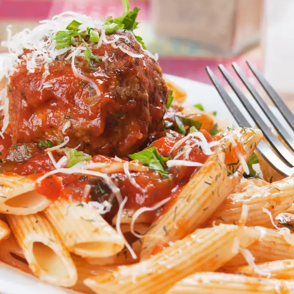 Italian Large Meatball on Pasta