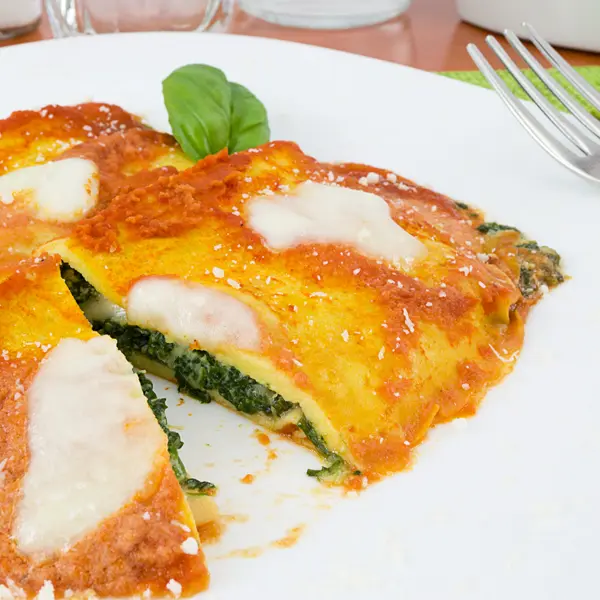 Italian Crepes stuffed with Spinach and Mozzarella