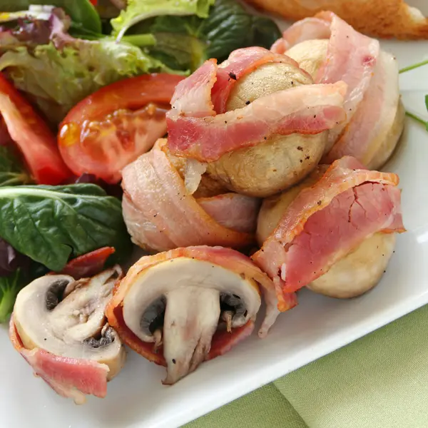 Simple Bacon Wrapped Mushroom Bites