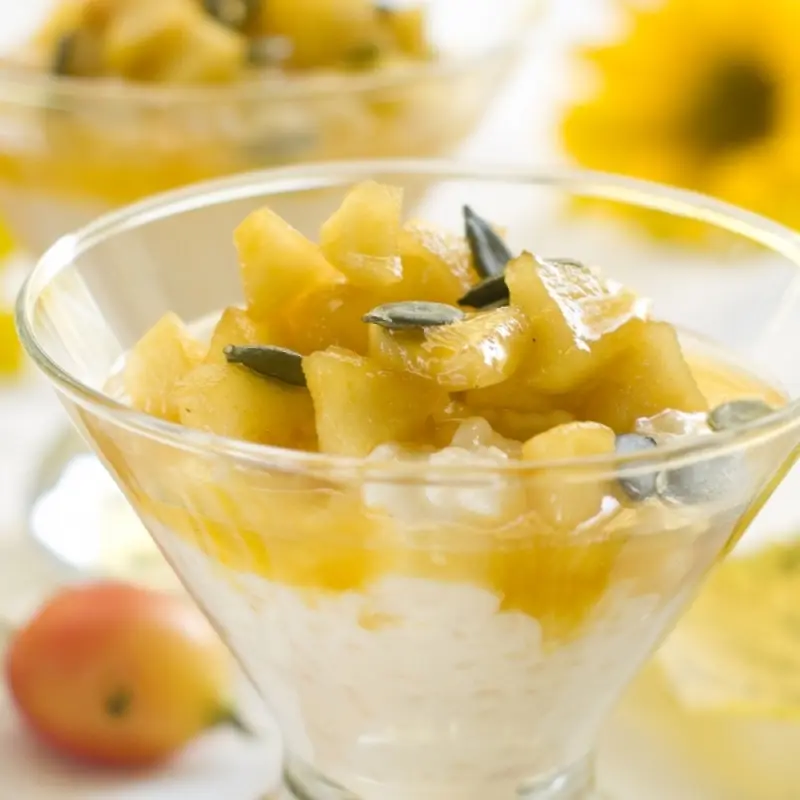 Crock Pot Rice Pudding with Stewed Apple Pieces