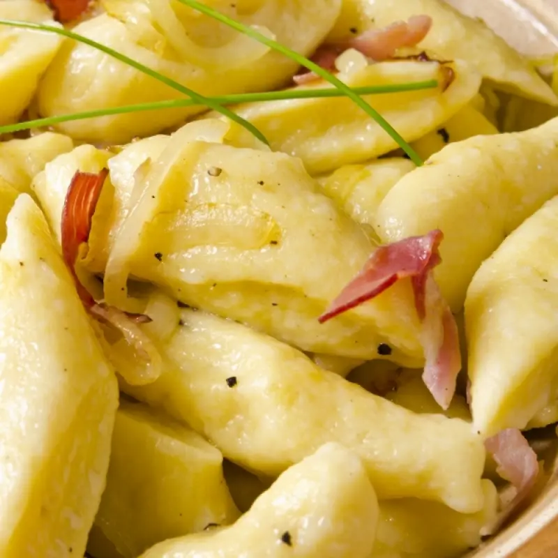 Polish Pierogi Dumplings with Bacon Bits