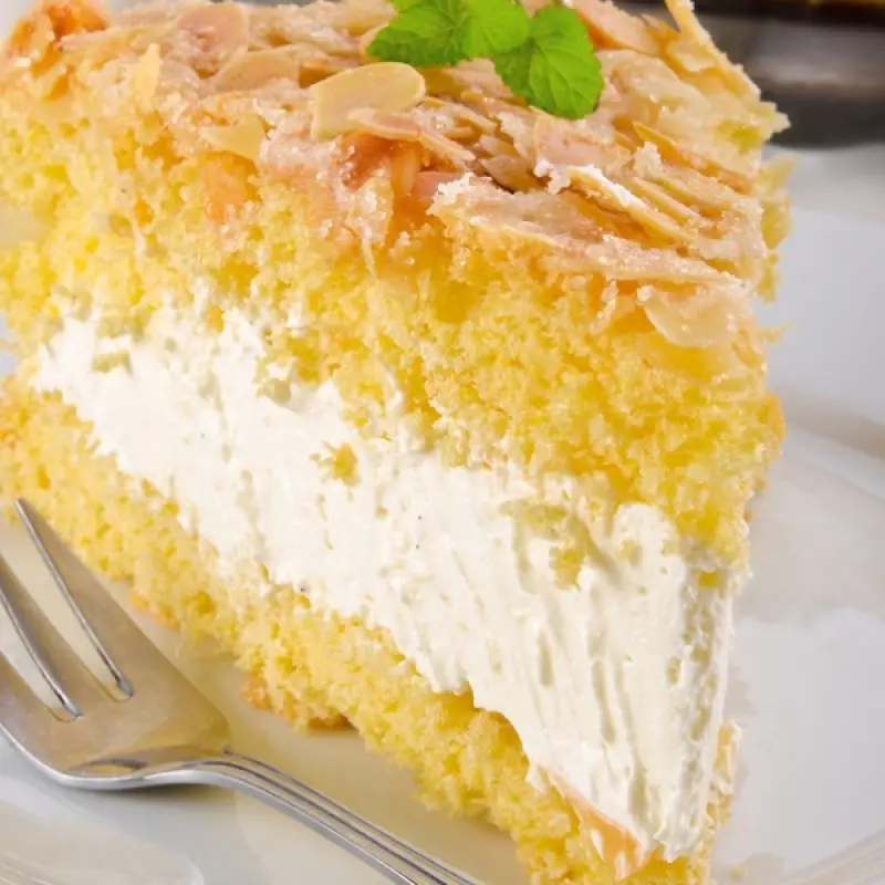 Bavarian Cream Filled Almond Cake