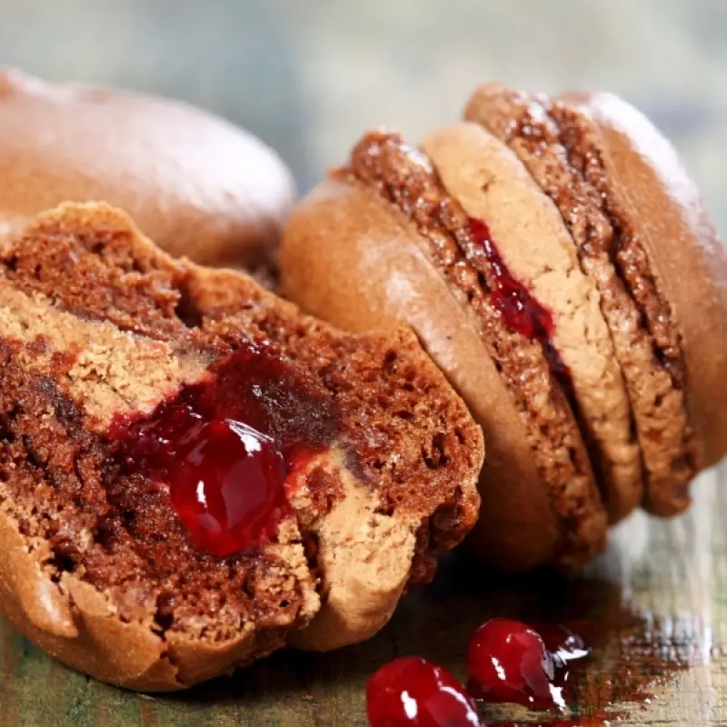 Mocha Chocolate Cherry Macaroons