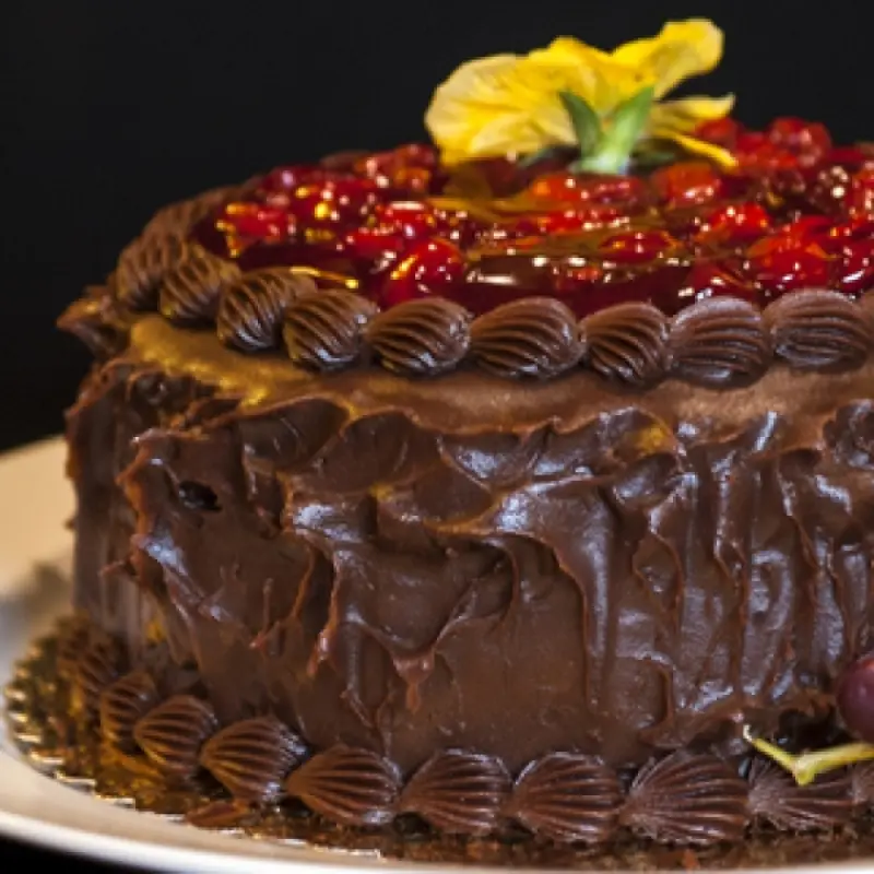 Chocolate Cake with Cherry Glaze