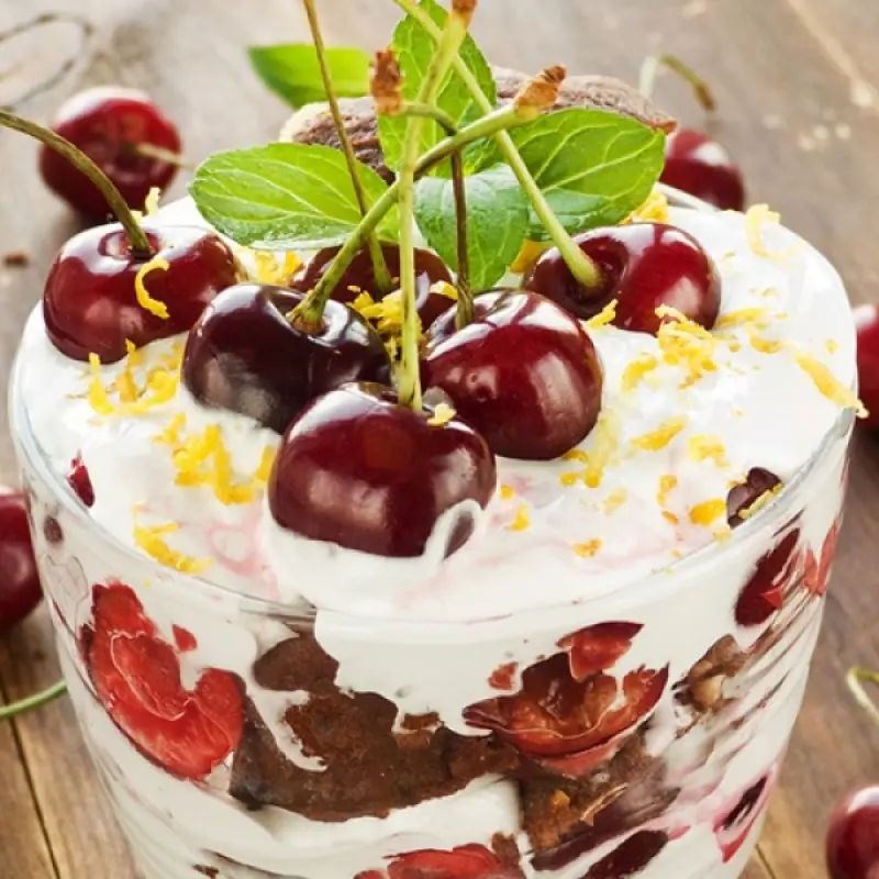 Cherry Trifle With Homemade Chocolate Lady Fingers