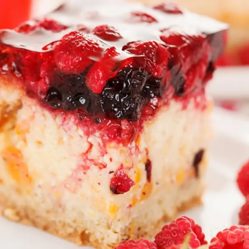 Peach Cake with Berry Jelly