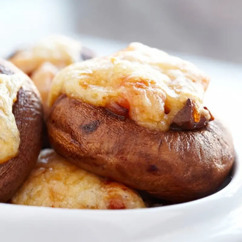 Bacon and Crab Stuffed Mushroom Caps