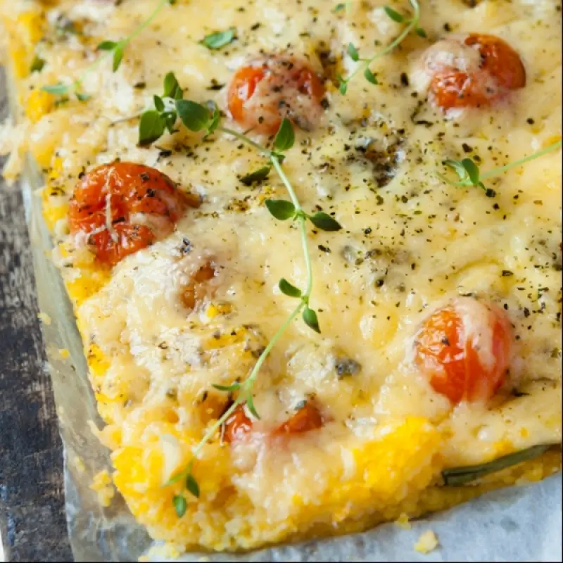 Cheesy Cornmeal Crust Pizza