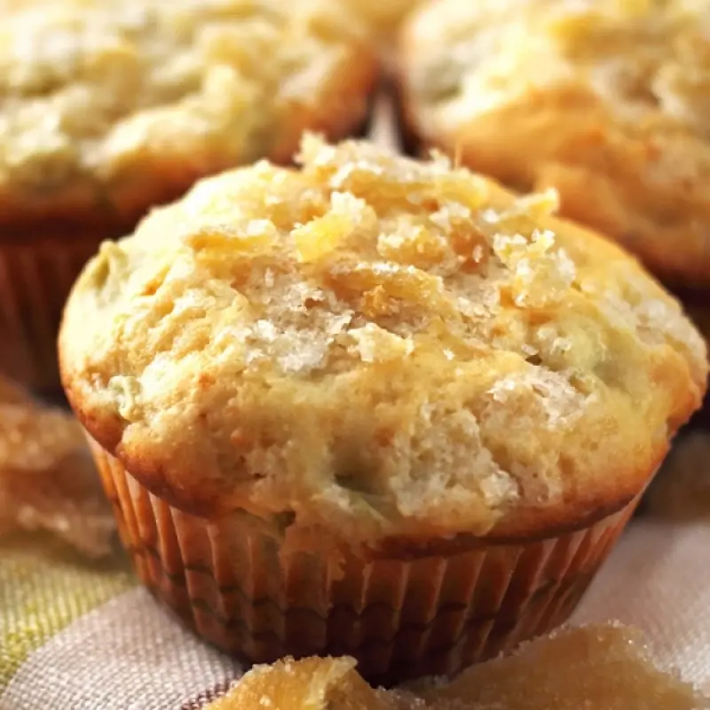 Crystalized Ginger and Pear Muffins