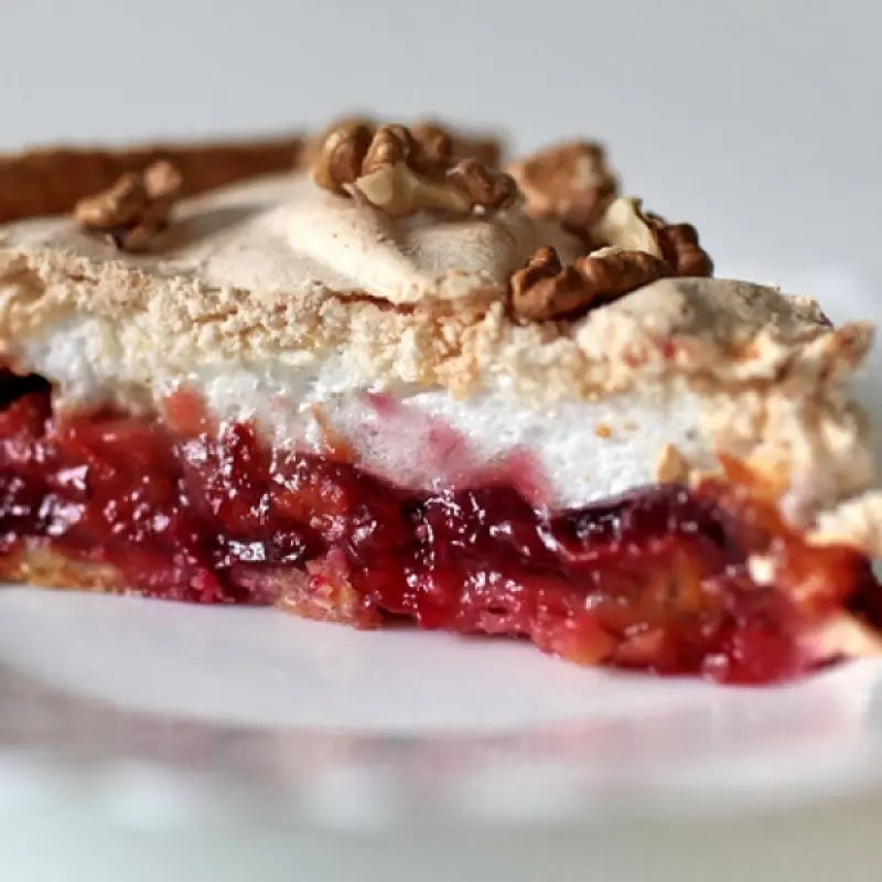 Cranberry Meringue Pie With Walnut Crust