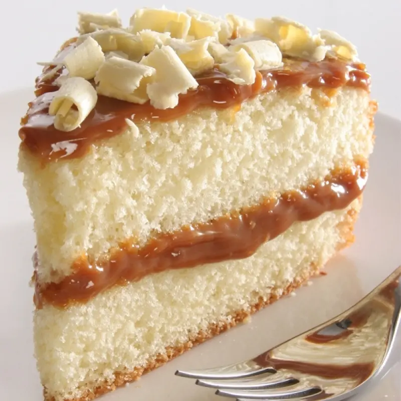 Vanilla Cake With Caramel Icing.