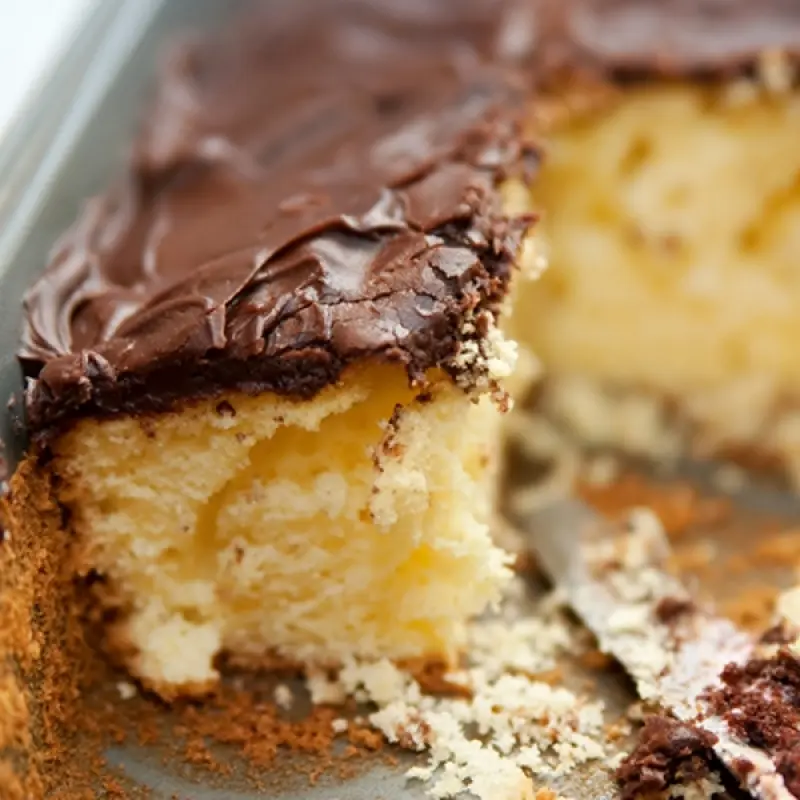 Simple Vanilla Cake With Creamy Chocolate Frosting