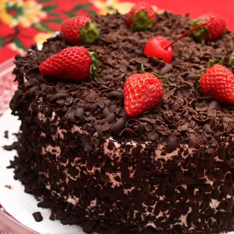 Strawberry Filled Double Chocolate Cake