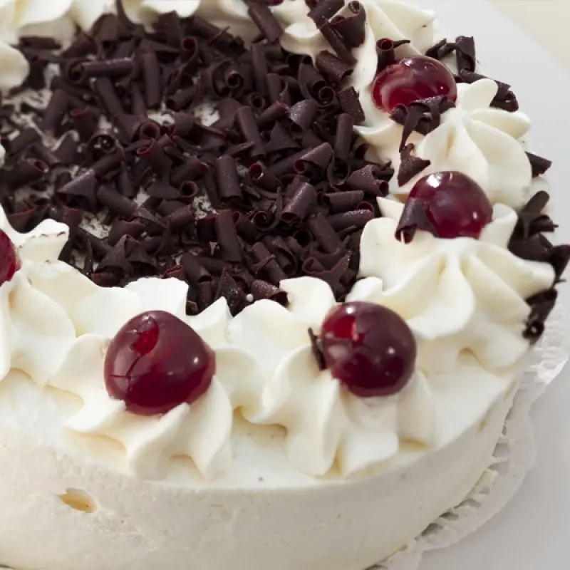 Whipped Cream Frosted Black Forest Cake