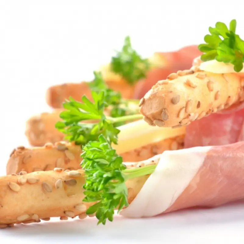 Homemade Sesame Bread Stick Proscuitto Appetizers