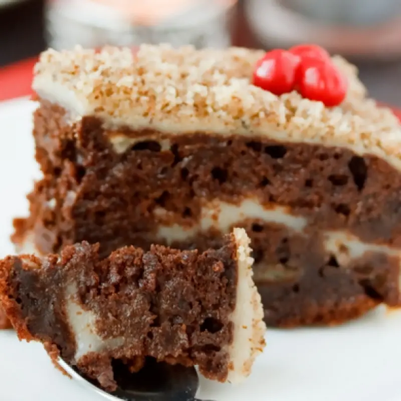Chocolate Cake With Cream Filling And Nut Frosting
