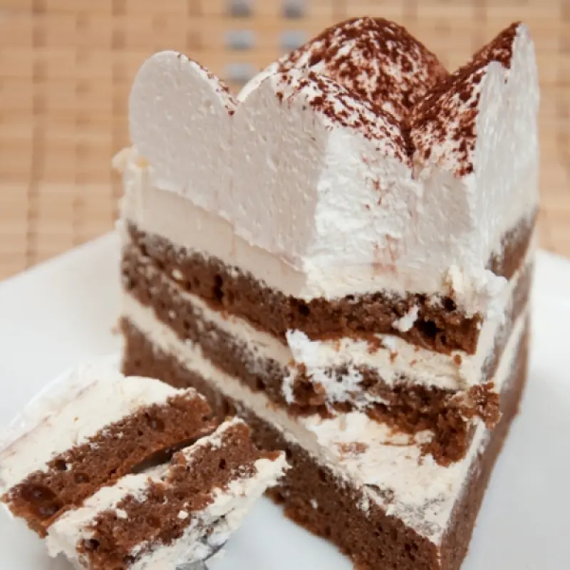 Whipped Cream and Cocoa Layered Mocha Cake