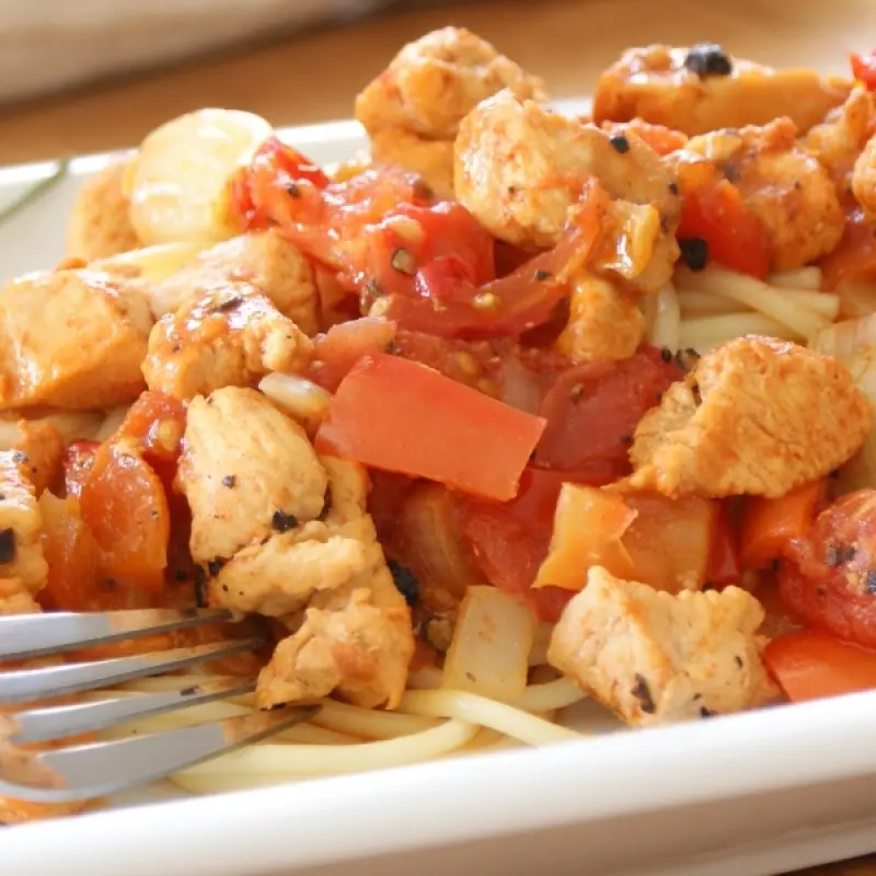 Grilled Chicken Bites and Pasta