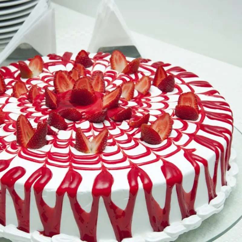 Cake With Strawberry Drizzle