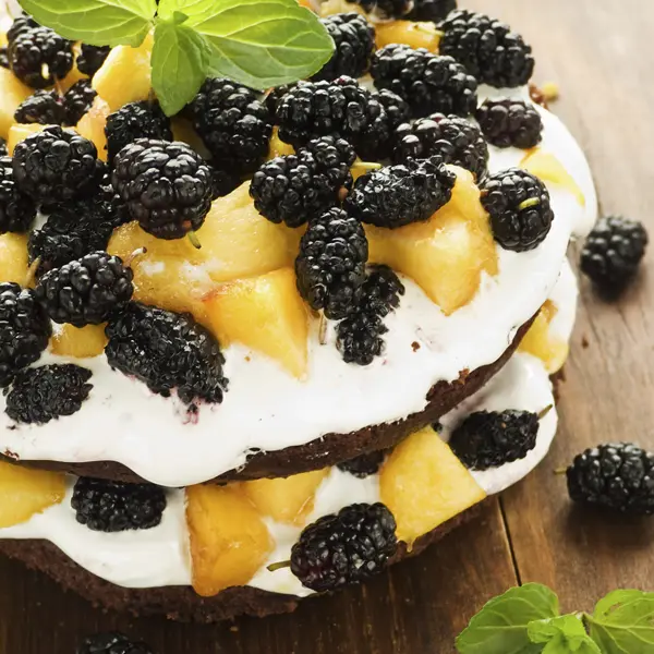 Chocolate Mocha Cake Whipped Cream Fruit