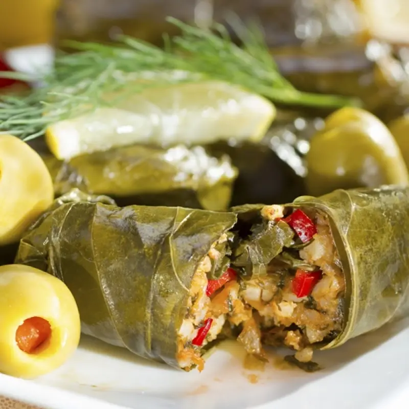 Dolmades Stuffed Grape Leaves