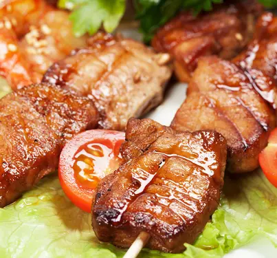 Grilled Skewers with Peanut Sauce