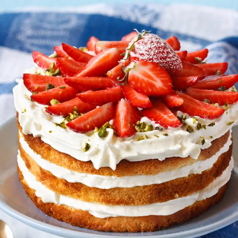 Hot Milk Cake With Cream And Berries