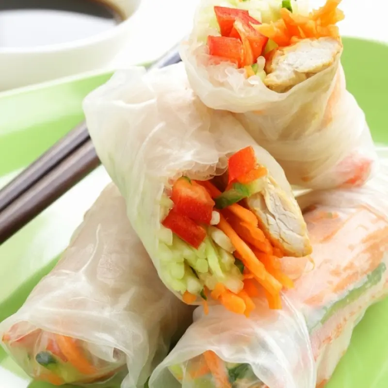 Chicken And Vegetable Spring Rolls