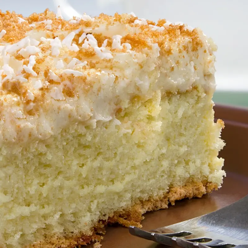 Hot Milk Cake With Coconut Topping
