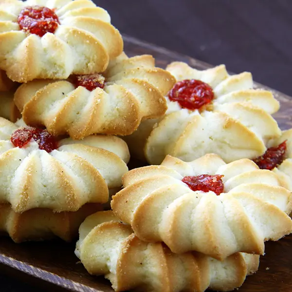 Spritz Cookies with Jam Centers