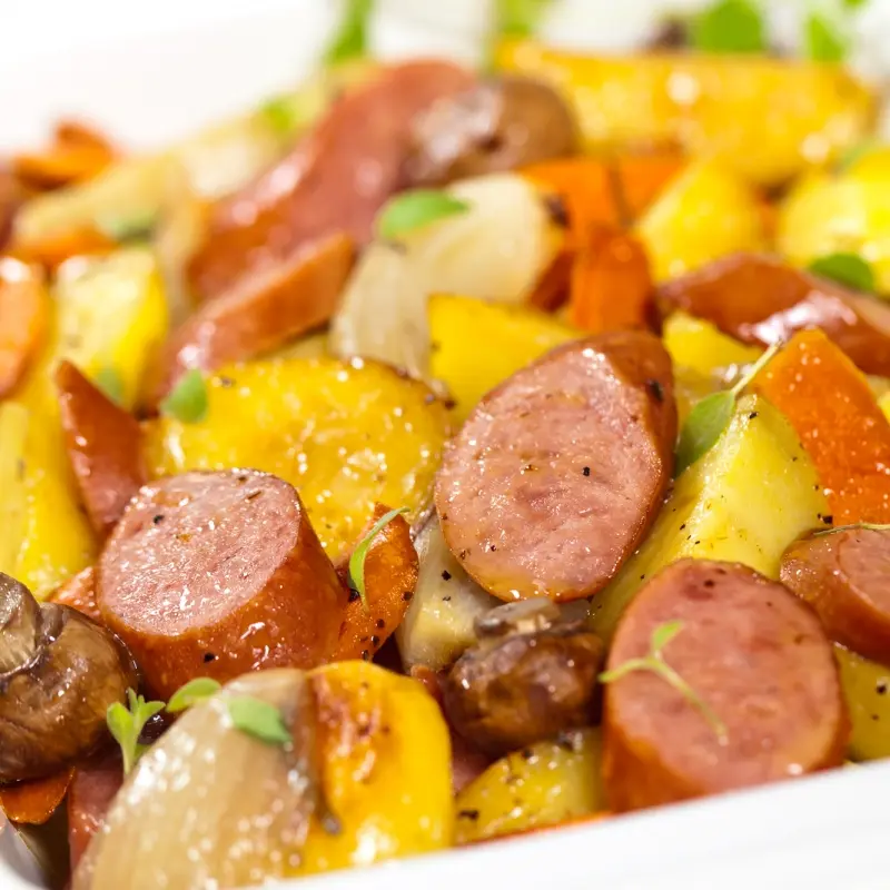 Roasted Vegetables and Sausage Casserole