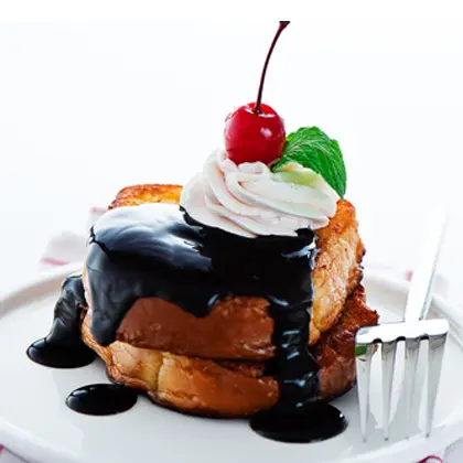 French Banana Toast with Chocolate and Whipping Cream