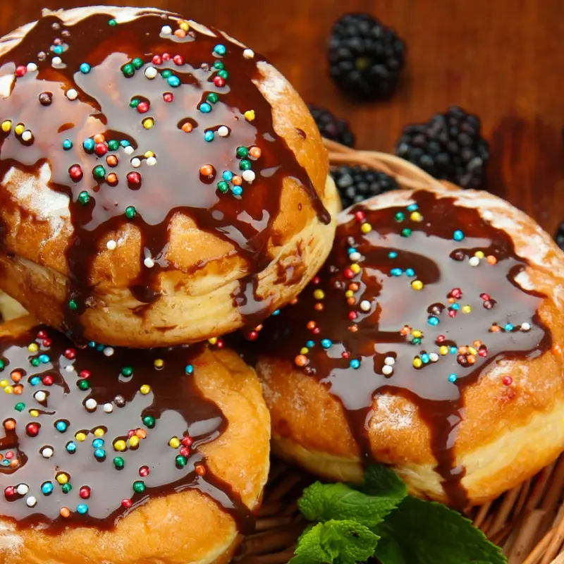 Donuts with Chocolate Ganache