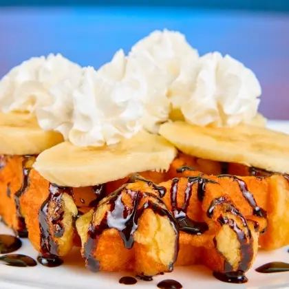 Butterscotch Banana Bread Waffles