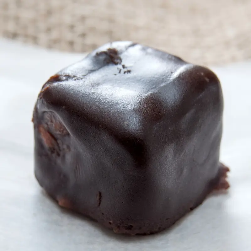 Chocolate Coated Brownie Square Bites
