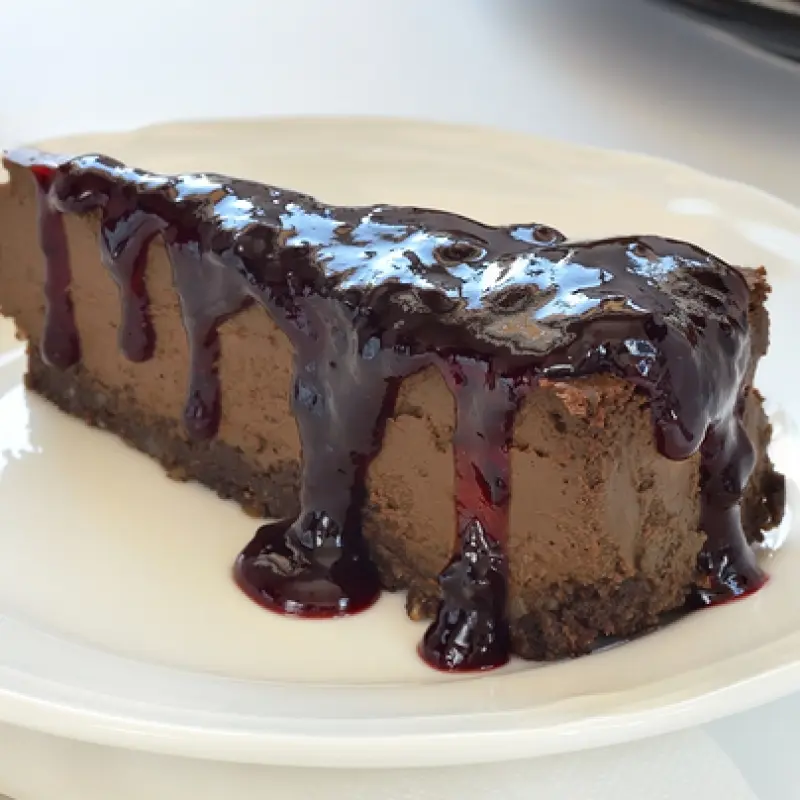 Chocolate Cheesecake With Jam Sauce