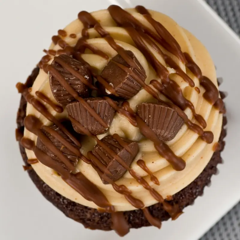 Chocolate Cupcakes Peanut Butter Frosting and Mini Cups