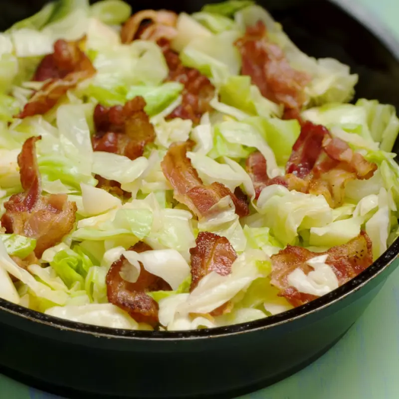 Pan Fried Bacon And Cabbage