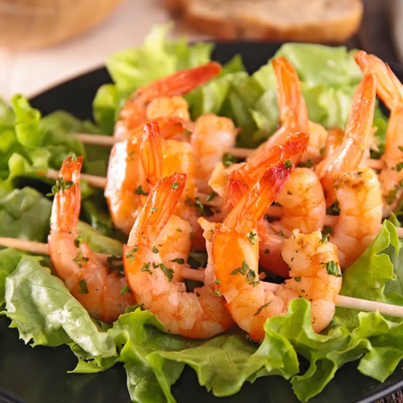 Lemon Garlic Skewered Shrimp